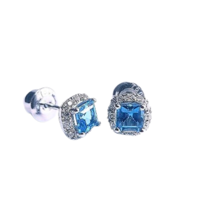 Cercei cu Blue Topaz de 1.00 ct si Diamante de 0.27 ct