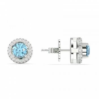 Cercei cu Blue Topaz de 1.38 ct si Diamante de 0.44 ct