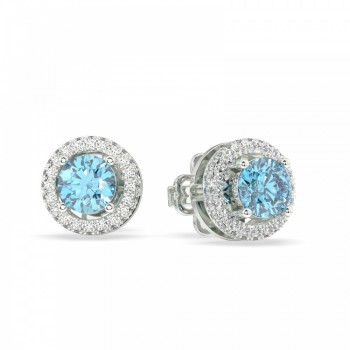 Cercei cu Blue Topaz de 1.38 ct si Diamante de 0.44 ct