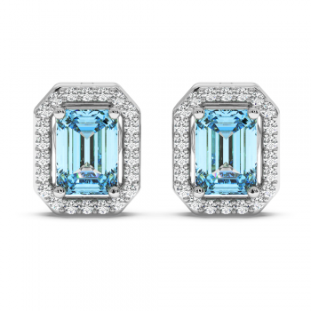 Cercei cu Blue Topaz de 2.88 ct si Diamante de 0.37 ct