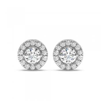 Cercei cu diamant central fiecare de 0.45 ct si diamante laterale de 0.46 ct