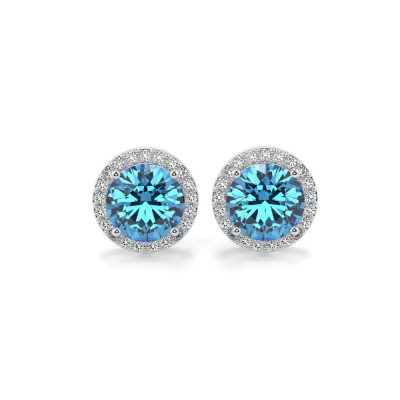 Cercei cu diamante de 0.27 ct si blue-topaz de 1.30 ct