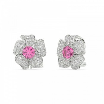 Cercei Royal Flower cu Diamante de 1.83 ct si Safire roz de 2.00 ct