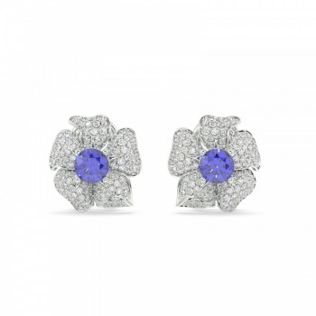 Cercei Royal Flower cu diamante de 1.83 ct si Tanzanite de 2.00 ct