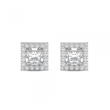 Cercei cu Diamante Princess de 0.84 ct si diamante rotunde de 0.56 ct