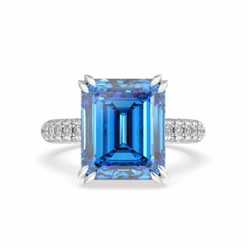 Inel cu Blue Topaz central de 6.95 ct si diamante de 1.17 ct