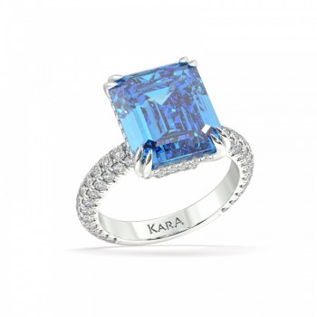 Inel cu Blue Topaz central de 6.95 ct si diamante de 1.17 ct