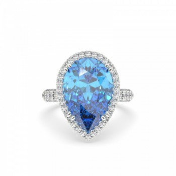 Inel cu Blue Topaz central de 7.00 ct si diamante de 1.33 ct