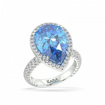 Inel cu Blue Topaz central de 7.00 ct si diamante de 1.33 ct