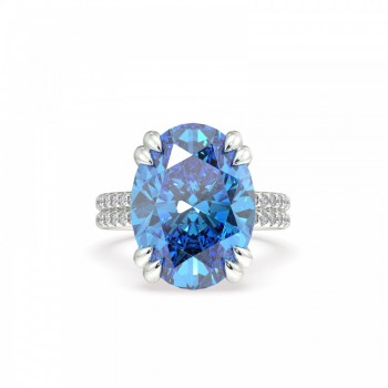 Inel cu Blue Topaz central de 8.69 ct si diamante de 1.04 ct