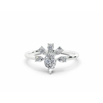 Inel cu diamant central Pear Cut de 0.31ct si diamante Pear Cut laterale de 0.28ct