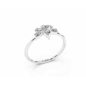 Inel cu diamant central Pear Cut de 0.31ct si diamante Pear Cut laterale de 0.28ct