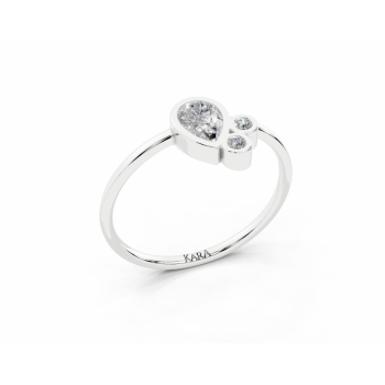 Inel cu diamant central Pear Cut de 0.35ct si diamante rotunde laterale de 0.02ct