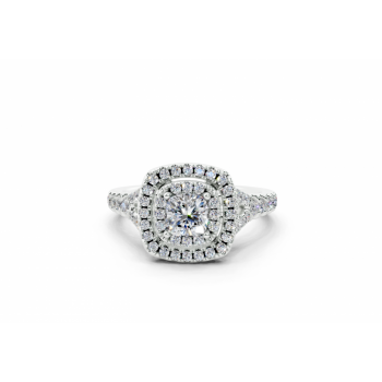 Inel cu diamant Cushion Cut Central de 0.47ct si diamante laterale de 0.37ct