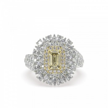 Inel cu Diamant Fancy de 0.90 ct si Diamante Mix de 1.72 ct