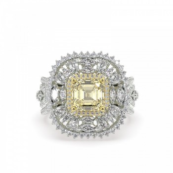 Inel cu Diamant Fancy de 1.52 ct si Diamante Mix de 1.52 ct