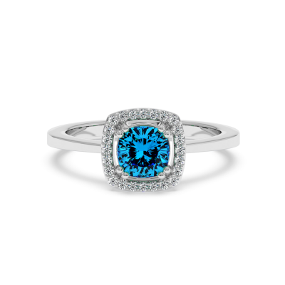 Inel cu diamante de 0.07 ct si blue-topaz de 0.86 ct