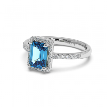 Inel cu Diamante de 0.19 ct  si Blue-Topaz de 1.83 ct