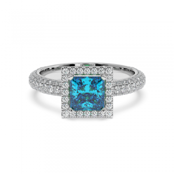 Inel cu Diamante de 0.74 ct si Blue-Topaz de 1.00 ct