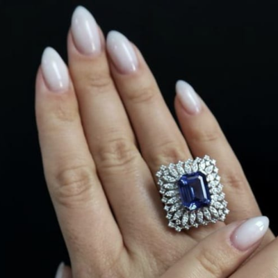 Inel cu diamante de 1.10 ct si Tanzanite de 7.20 ct