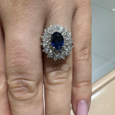 Inel cu Diamante de 1.16 ct si Safir de 1.36 ct