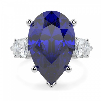 Inel cu Diamante de 1.17 ct, Diamante Princess de 1.01 ct si Tanzanite de 6.24 ct