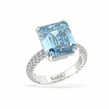 Inel cu Diamante de 0.94 ct si Aquamarine de 4.85 ct