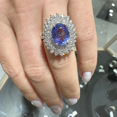 Inel cu diamante de 1.24 ct si Tanzanite de 2.25 ct