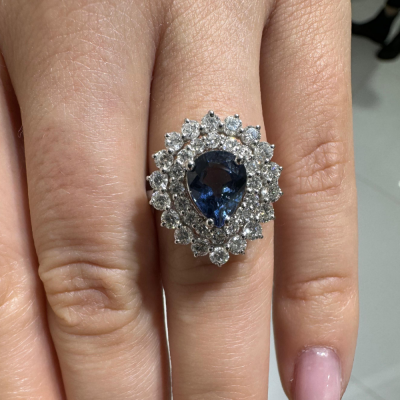 Inel cu Diamante de 1.38 ct si Safir de 1.86 ct 