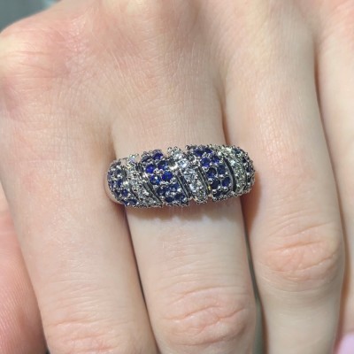 Inel cu Blue Sapphire de 1.03 ct si diamante albe de 0.35 ct