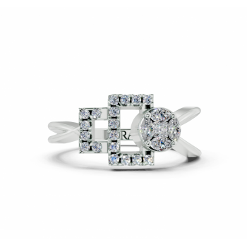 Inel cu diamante Marquise Cut de 0.10 ct, diamante Princess Cut de 0.05 ct si diamante rotunde de 0.12 ct