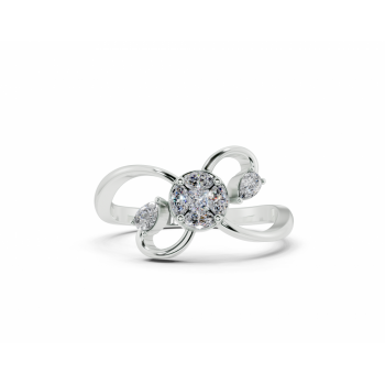 Inel cu diamante Marquise Cut de 0.10ct, diamante Pear Cut de 0.10ct si diamante Princess Cut de 0.05ct