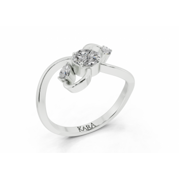 Inel cu diamante Marquise Cut de 0.10ct, diamante Pear Cut de 0.10ct si diamante Princess Cut de 0.05ct