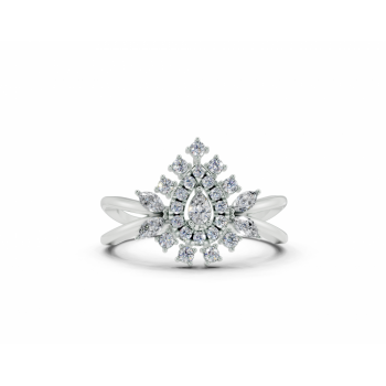 Inel cu diamante Marquise Cut de 0.10ct, un diamant Pear Cut de 0.05ct si diamante rotunde de 0.18ct