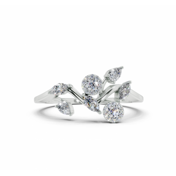 Inel cu diamante Marquise Cut de 0.11 ct, diamante Pear Cut de 0.10 ct si diamante rotunde de 0.11 ct