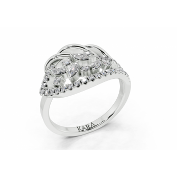 Inel cu diamante Marquise Cut de 0.17ct si diamante rotunde de 0.24ct