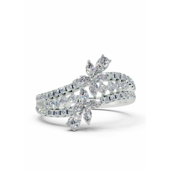 Inel cu diamante Marquise Cut de 0.18ct, diamante Pear Cut de 0.10ct si diamante rotunde de 0.36ct