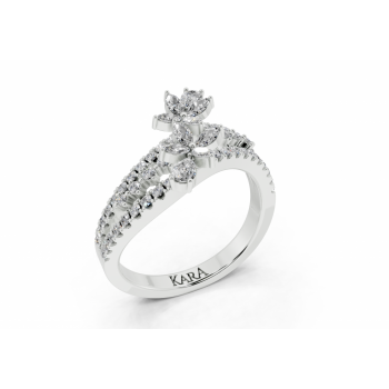 Inel cu diamante Marquise Cut de 0.18ct, diamante Pear Cut de 0.10ct si diamante rotunde de 0.46ct