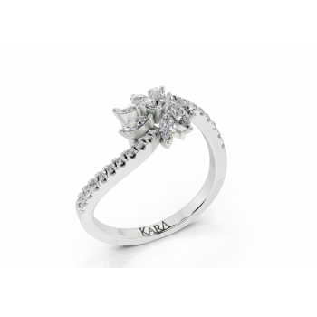 Inel cu diamante Marquise Cut de 0.19ct, diamante Pear Cut de 0.07ct si diamante rotunde de 0.15ct