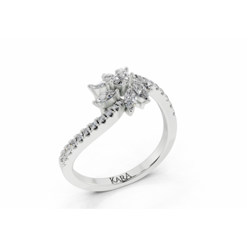 Inel cu diamante Marquise Cut de 0.19ct, un diamant Pear Cut de 0.07ct si diamante rotunde de 0.15ct