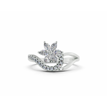 Inel cu diamante Marquise Cut de 0.22 ct si diamante rotunde de 0.10 ct