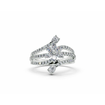 Inel cu diamante Marquise Cut de 0.22ct, diamante Pear Cut de 0.15ct si diamante rotunde de 0.32ct