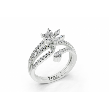 Inel cu diamante Marquise Cut de 0.22ct, diamante Pear Cut de 0.15ct si diamante rotunde de 0.32ct