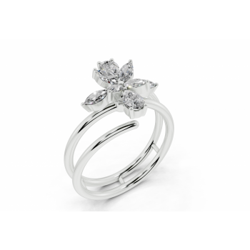 Inel cu diamante Marquise Cut de 0.22ct si diamante Pear Cut de 0.17ct