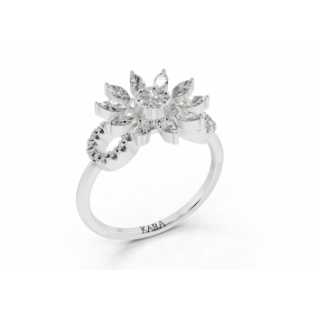 Inel cu diamante Marquise Cut de 0.24ct si diamante rotunde de 0.12ct