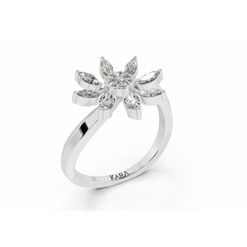 Inel cu diamante Marquise Cut de 0.28ct si diamante rotunde de 0.05ct