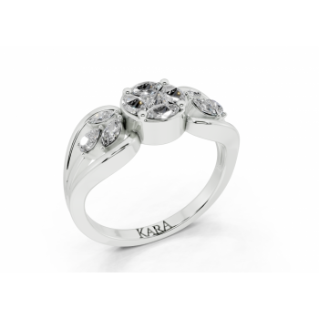 Inel cu diamante Marquise Cut de 0.30ct, diamante Pear Cut de 0.10ct si diamante Princess Cut de 0.10ct