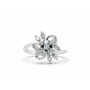 Inel cu diamante Marquise Cut de 0.31ct, diamante Princess Cut de 0.04ct si diamante rotunde de 0.04ct