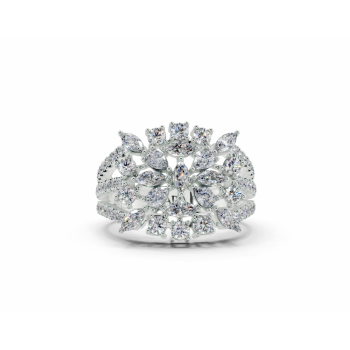 Inel cu diamante Marquise Cut de 0.32ct, diamante Pear Cut de 0.22ct si diamante rotunde de 0.79ct