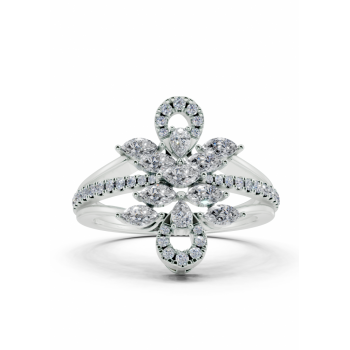 Inel cu diamante Marquise Cut de 0.34ct, diamante Pear Cut de 0.08ct si diamante rotunde de 0.17ct